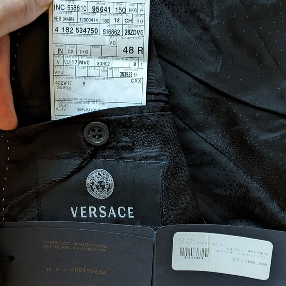 Versace Suit Jacket Blazer Black Striped - Picture 4 of 9